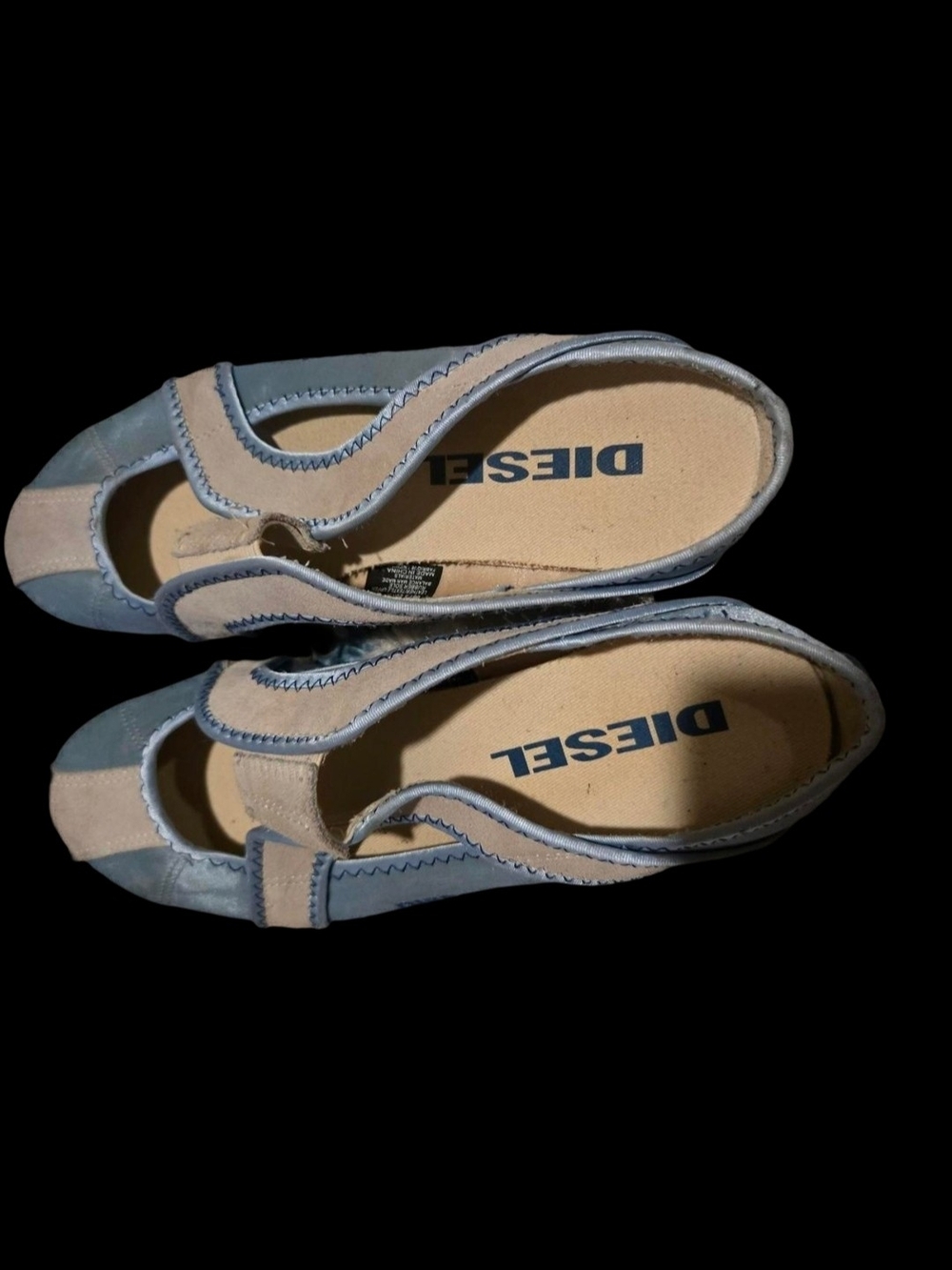 Diesel Two-Tone Blue and Beige Mary Jane Flats